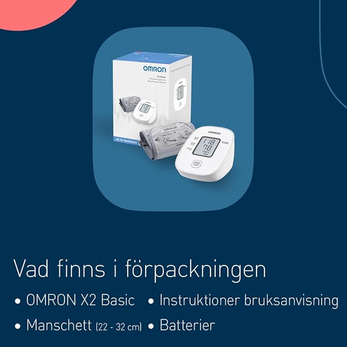 OMRON X2 Basic - Automatisk blodtrycksmätare för överarmen.