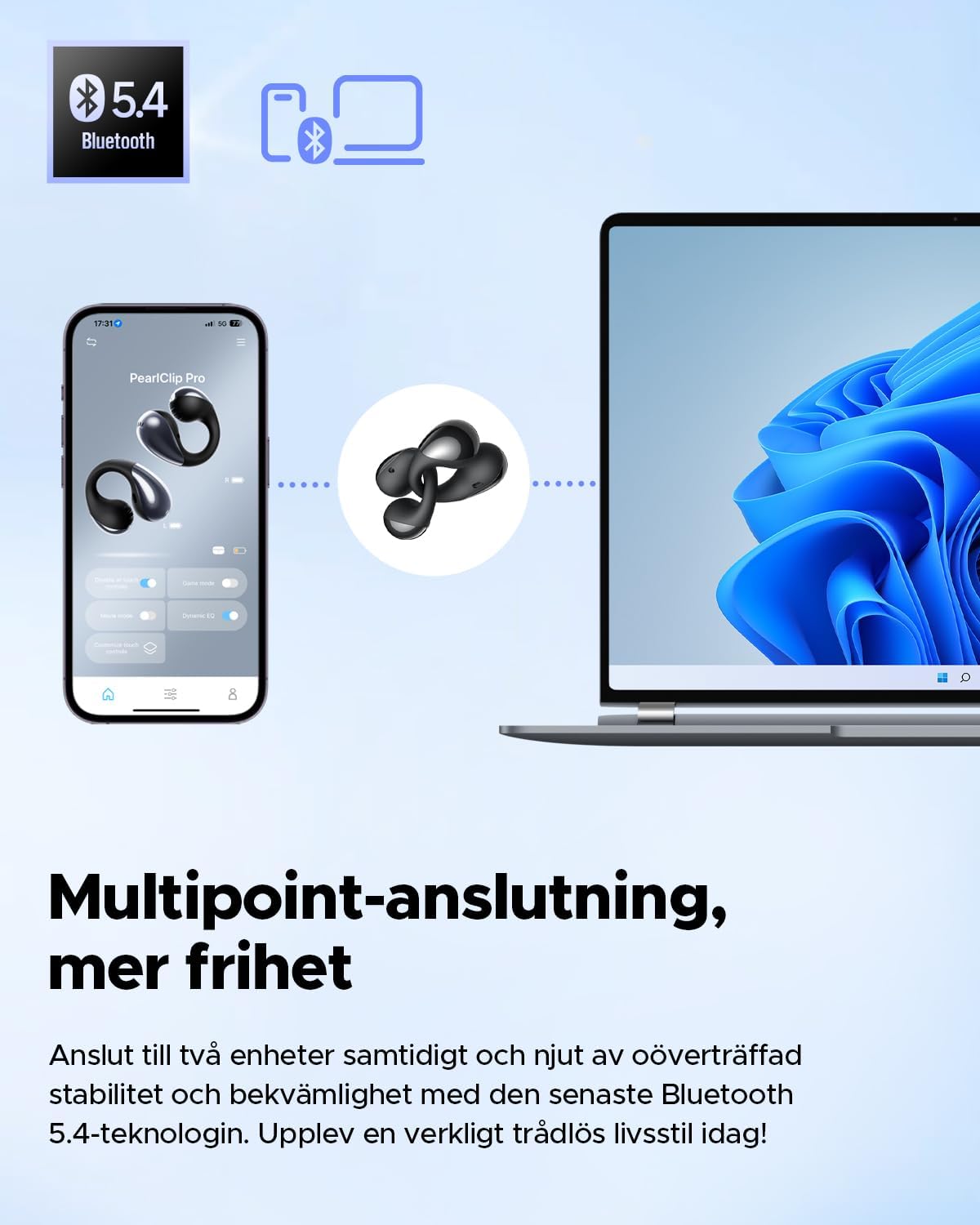 SoundPEATS PearlClip Pro trådlösa hörlurar Bluetooth 5.4