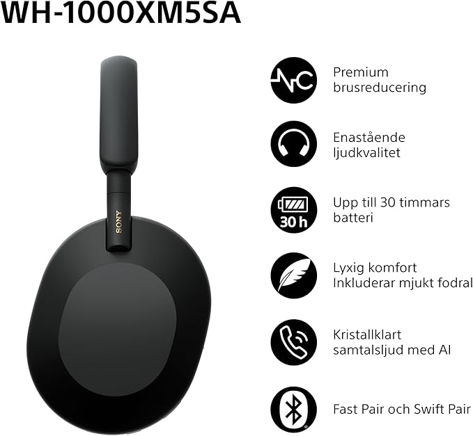 Sony WH-1000XM5SA brusreducerande trådlösa over-ear-hörlurar