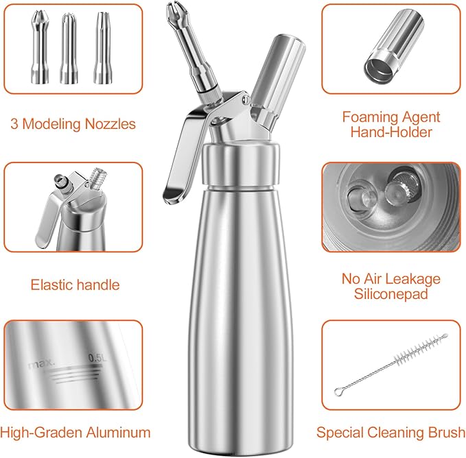 Newaner 500 ml grädddispenser/gräddsifon