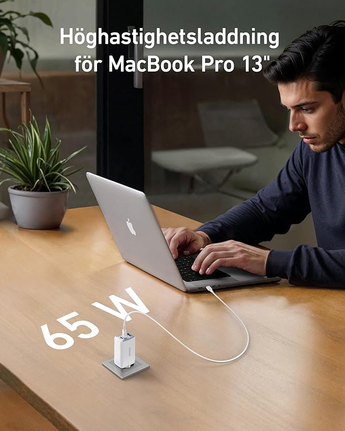 Anker USB C Charger (Nano II 65W) Pod 3 Ports PPS Fast Charger.