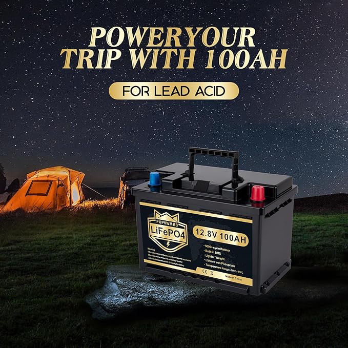 PUPVWMHB LiFePO4-bilbatteri på 12 V/100 Ah