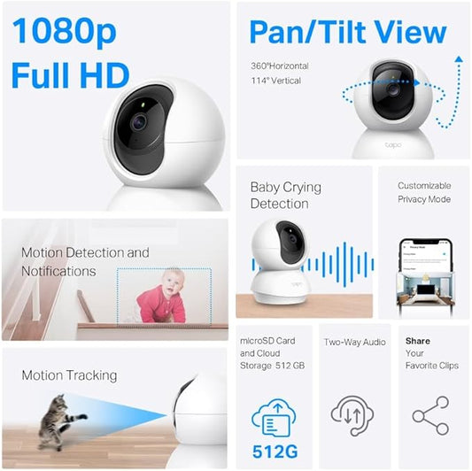 Tapo C200C - WiFi IP-kamera 360° FHD 1080p Övervakningskamera