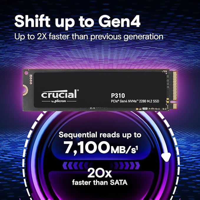 Crucial P310 1TB PCIe Gen4 NVMe M.2 2280 Intern Gaming SSD