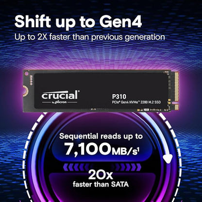 Crucial P310 1TB PCIe Gen4 NVMe M.2 2280 Intern Gaming SSD