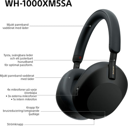 Sony WH-1000XM5SA brusreducerande trådlösa over-ear-hörlurar