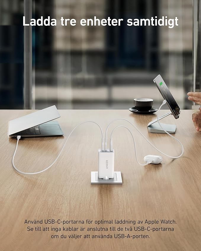 Anker USB C Charger (Nano II 65W) Pod 3 Ports PPS Fast Charger.